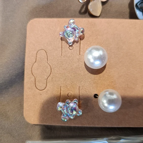 Assorted Earrings Set with Turquoise Color  One White Cloisonne Bangle - Picture 7 of 10